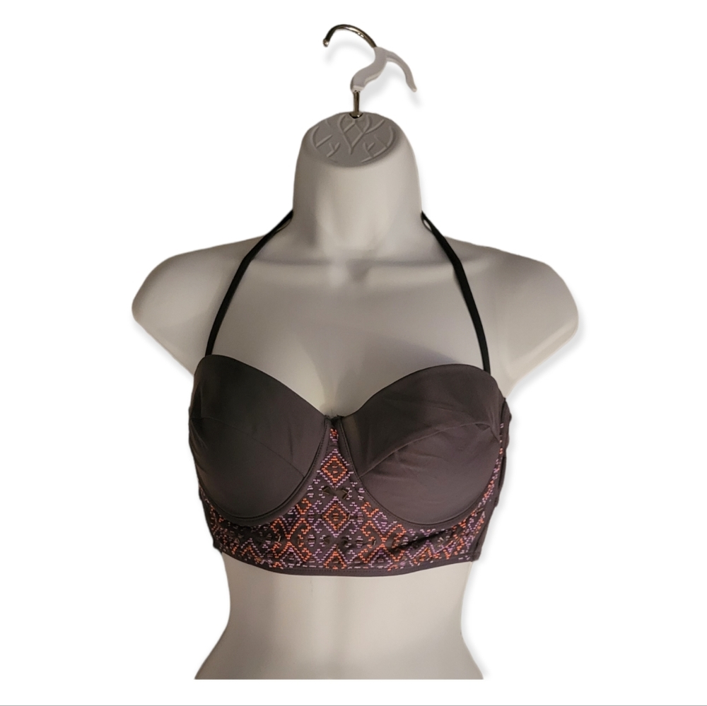 ⚠️3/$15 Candie's Bikini Bandeau Top Gray Removable Strap Sz MEDIUM
